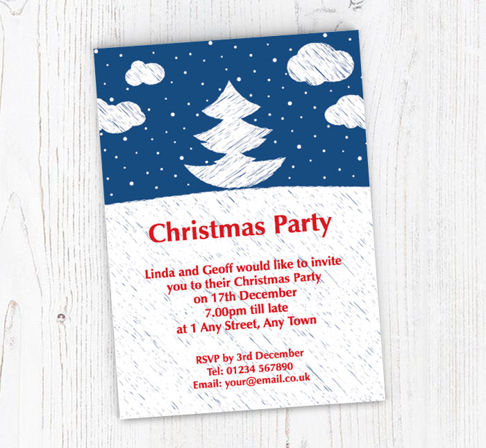 sketched tree party invitations
