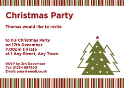 christmas stripes party invitations