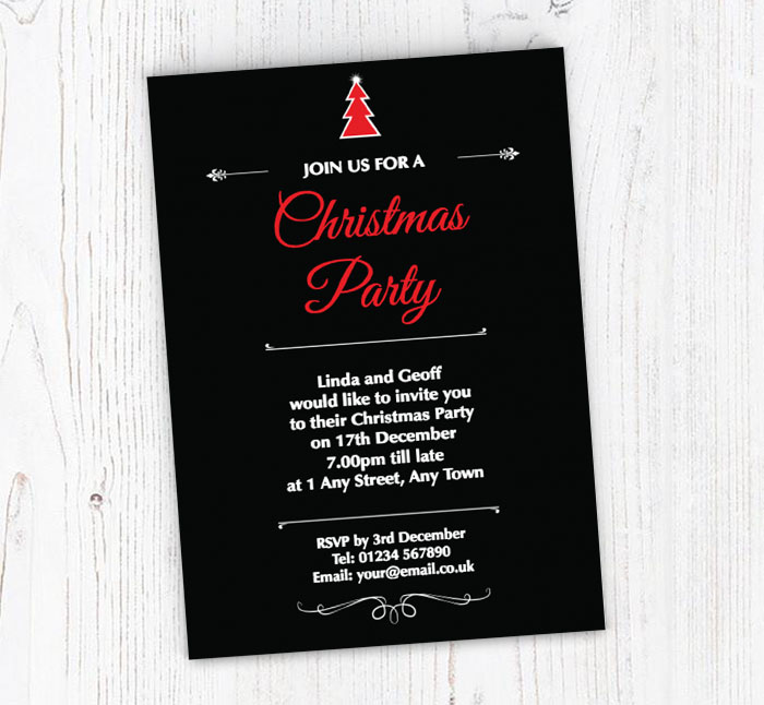 black and red christmas invitations