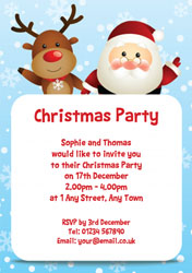 waving rudolph and santa invitations