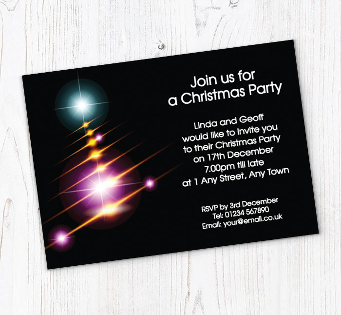 glowing christmas tree invitations