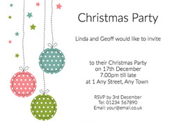 dotty baubles party invitations