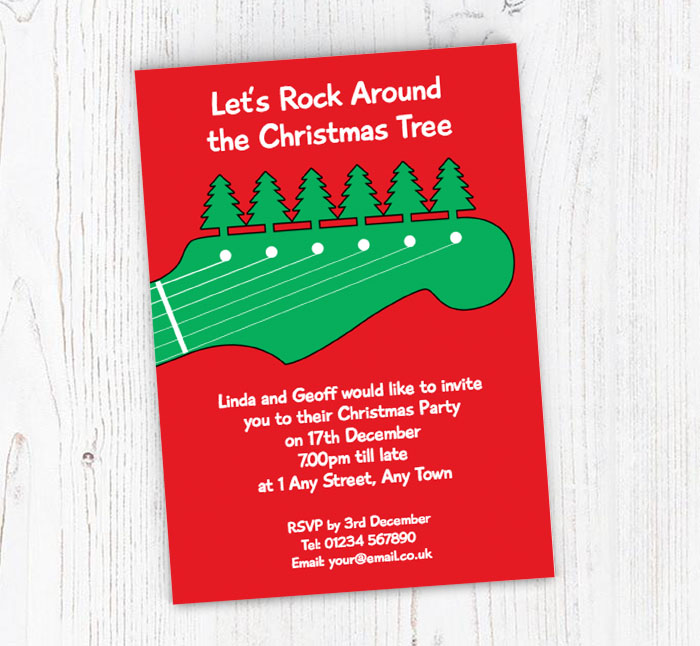 christmas guitar party invitations