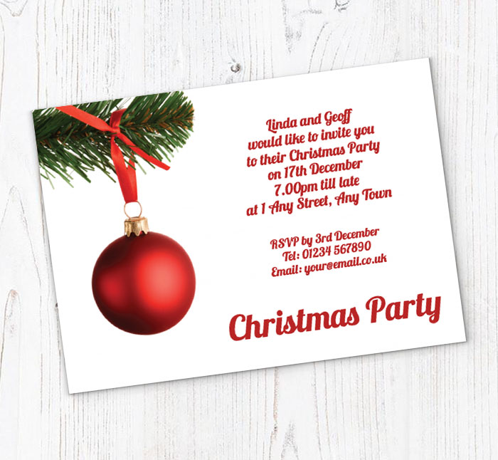 simple bauble party invitations