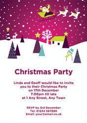 flying santa party invitations