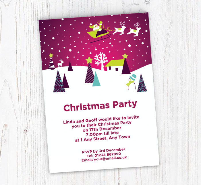 flying santa party invitations