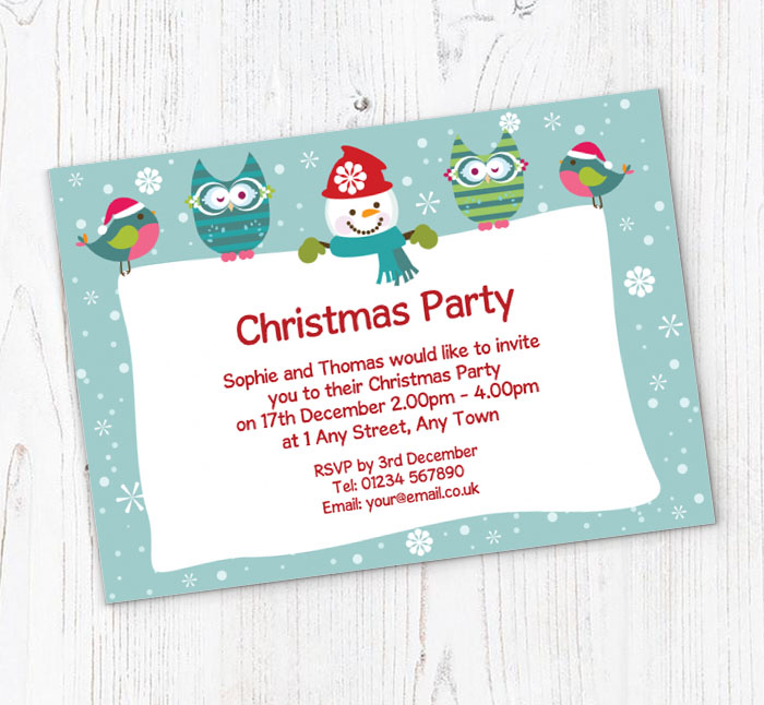 owls and robins party invitations