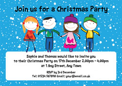 children in the snow party invitations