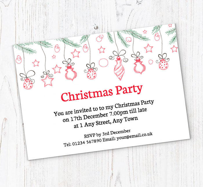 sketched decorations party invitations