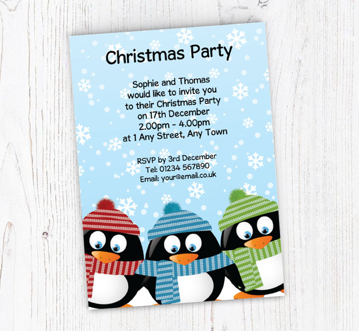 penguins party invitations