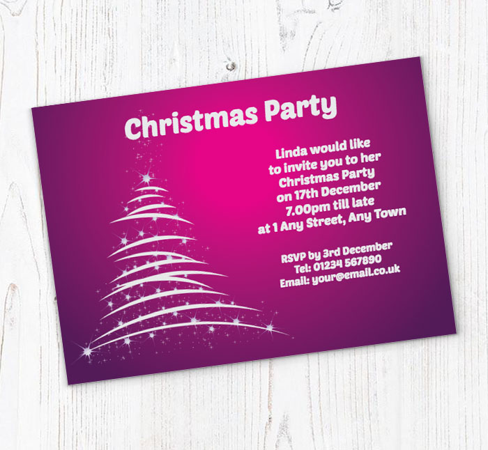 sparkling christmas tree invitations