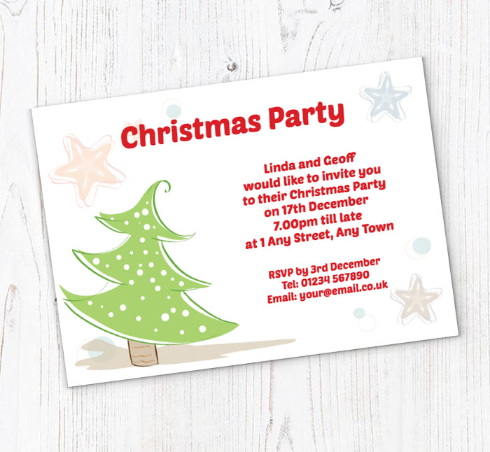 cartoon christmas tree invitations