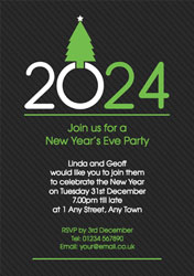 green new year tree party invitations