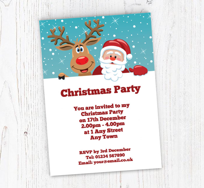 rudolph and santa sign invitations