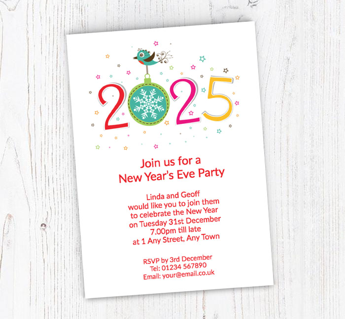 new year bird party invitations