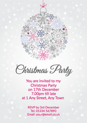 snowflake bauble party invitations