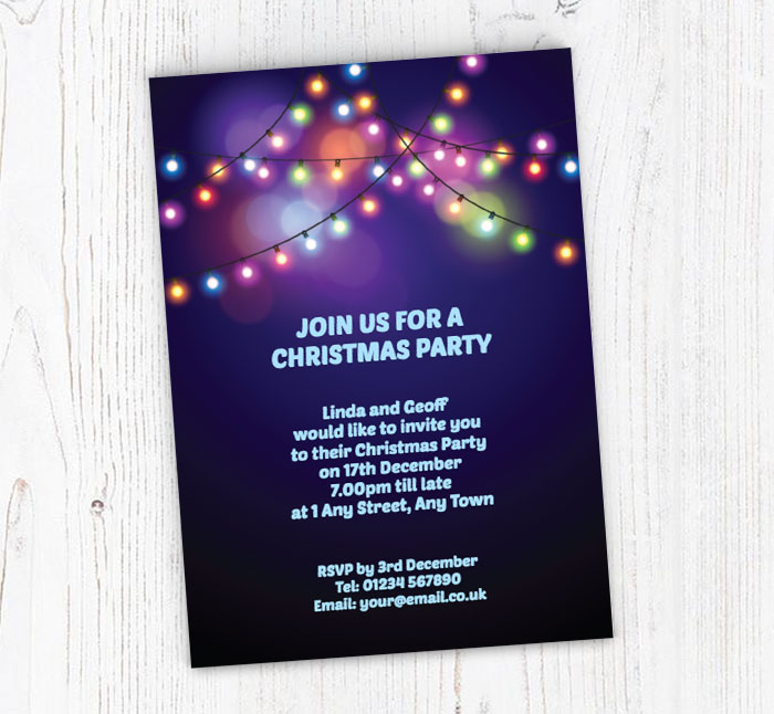 glowing christmas lights invitations