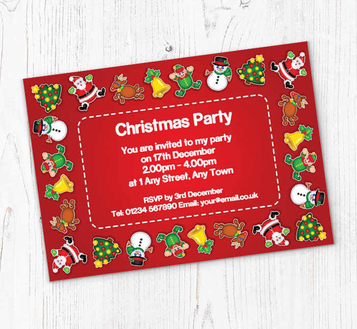 christmas characters party invitations