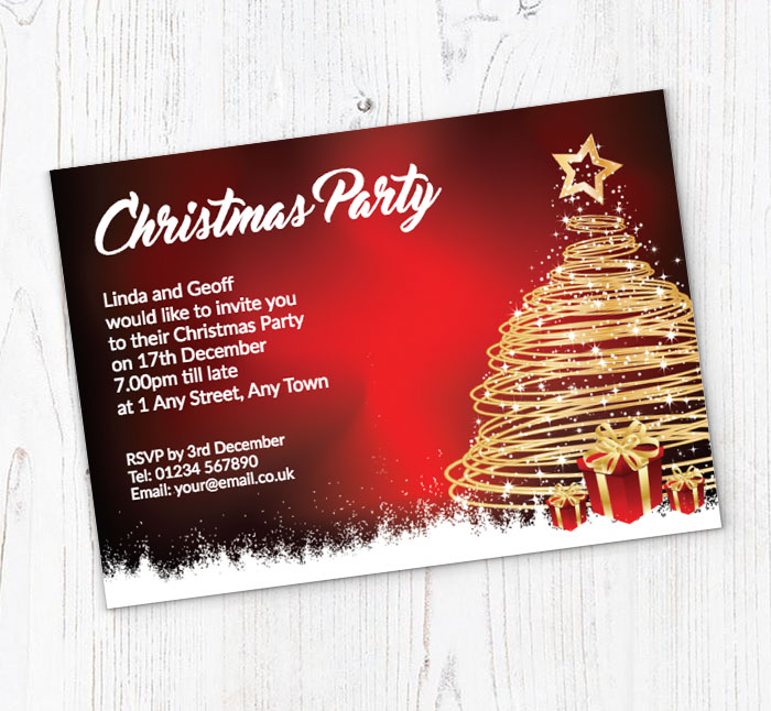spiral christmas tree party invitations