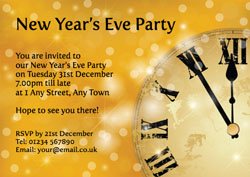 gold clock party invitations