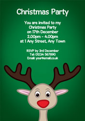 red nose reindeer party invitations