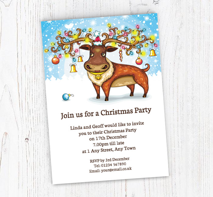 illuminated rudolph party invitations