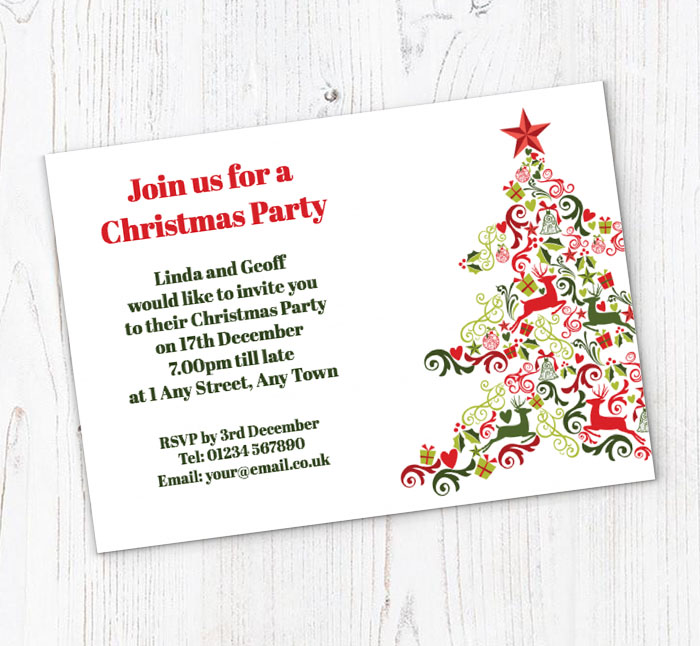 ornamental christmas tree invitations