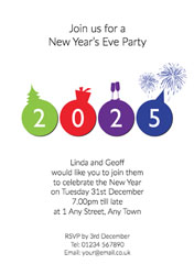 new year baubles party invitations