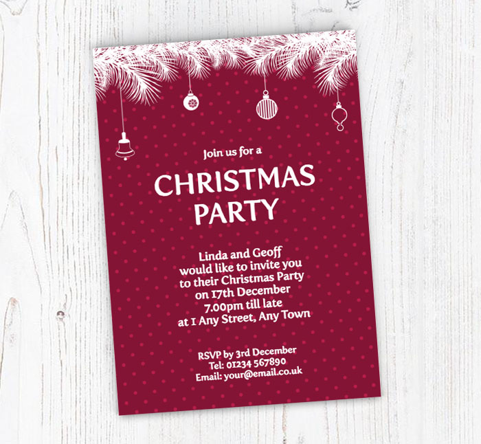 burgundy and white party invitations