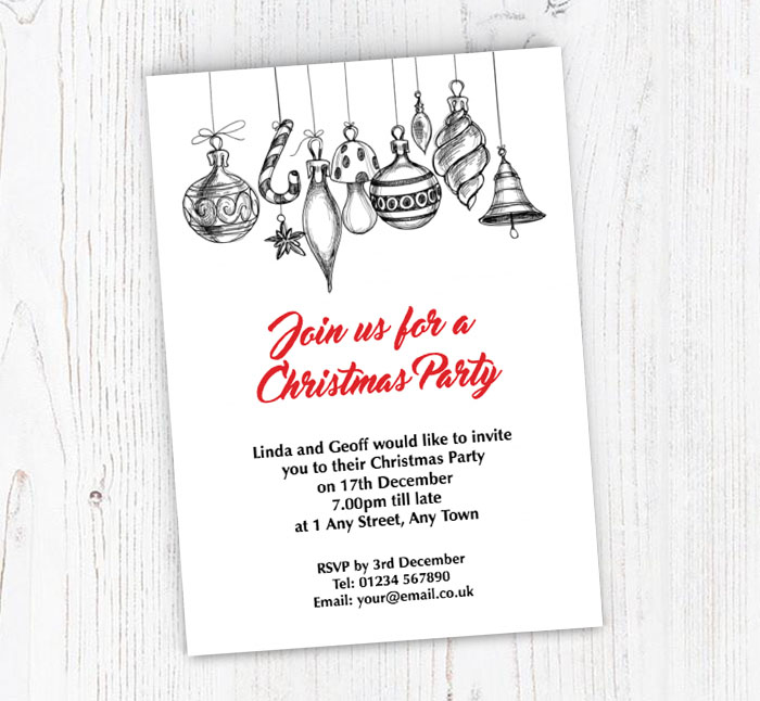 black and white decorations invites