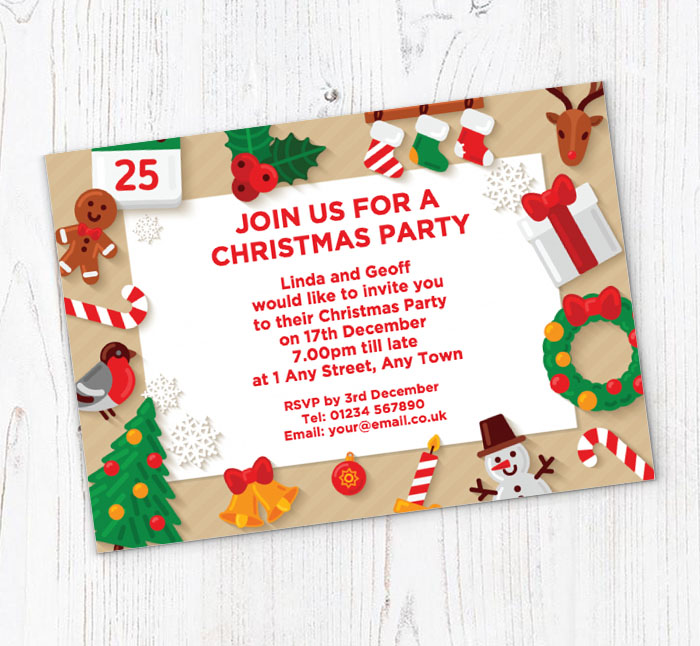 christmas elements party invitations