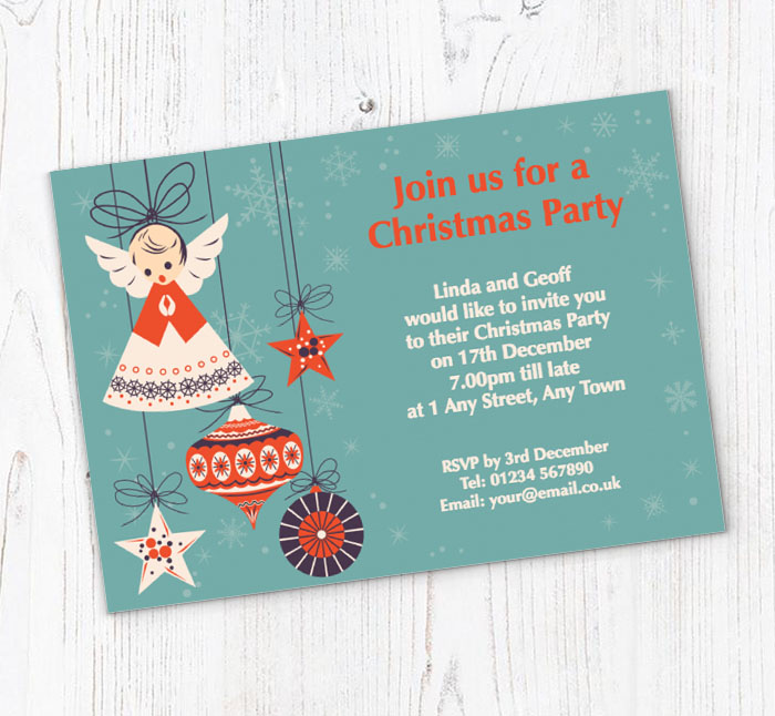 christmas angel party invitations