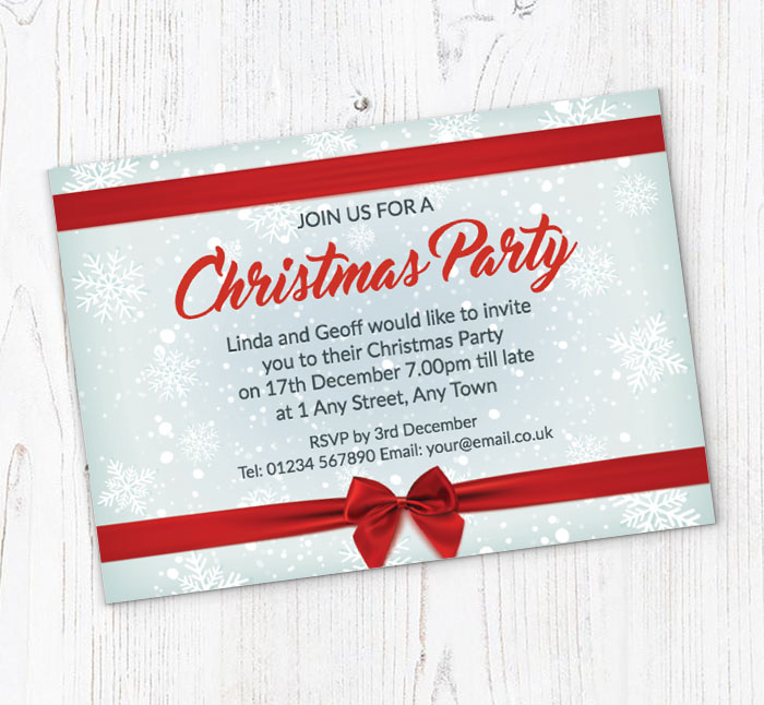 red ribbon party invitations
