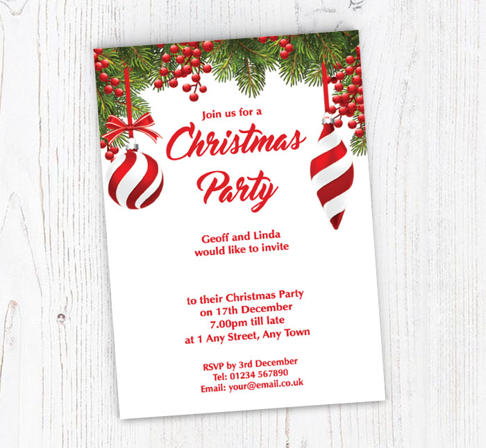 baubles and berries party invitations