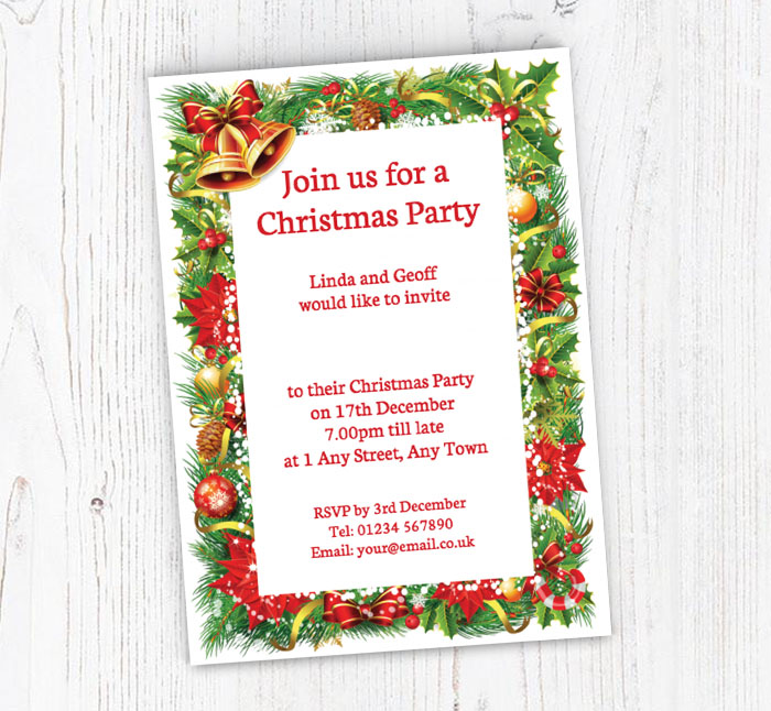 christmas border party invitations