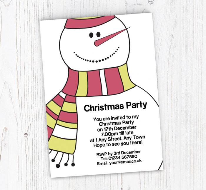 snowman with scarf invitations