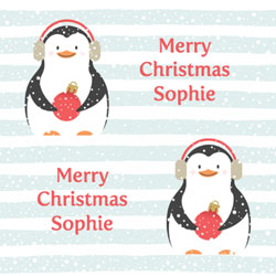 snowy penguin wrapping paper