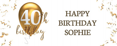 40th gold birthday balloon party banner