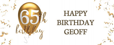65th gold birthday balloon party banner