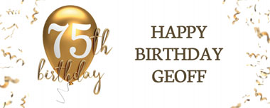 75th gold birthday balloon party banner