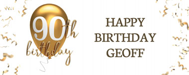 90th gold birthday balloon party banner
