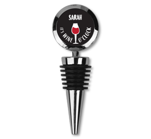 personalised it's red wine o'clock bottle stopper