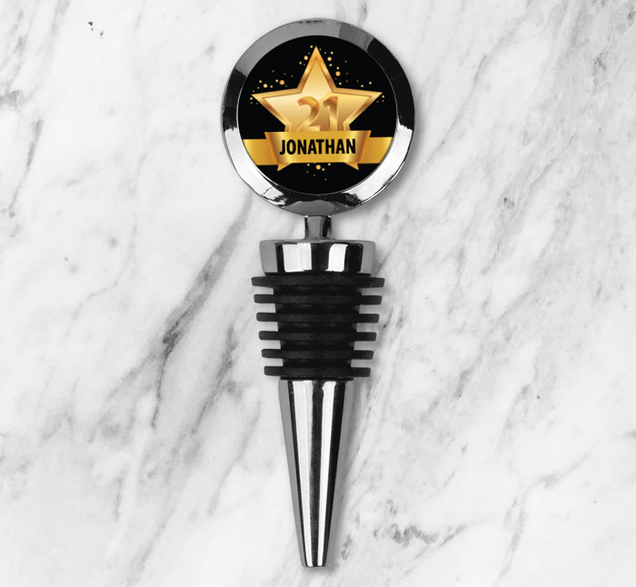 Personalised 21st Birthday Gold Star Bottle Stopper | Personalise ...