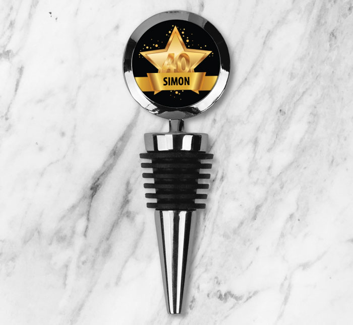 Personalised 40th Birthday Gold Star Bottle Stopper | Personalise ...