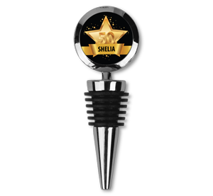 personalised 50th birthday gold star bottle stopper
