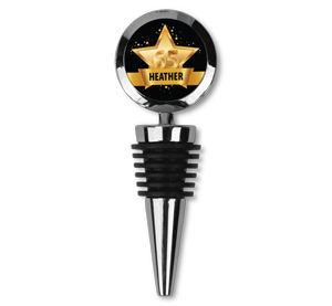 personalised 65th birthday gold star bottle stopper