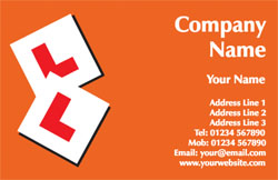 orange L plate business cards