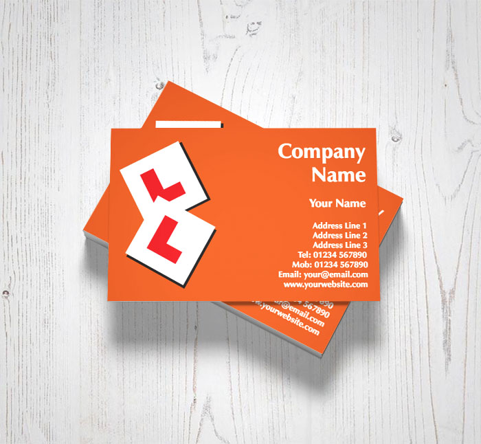 orange L plate business cards