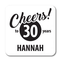 personalised cheers to 30 years coasters