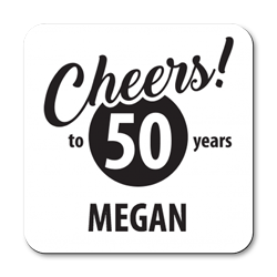 personalised cheers to 50 years coasters